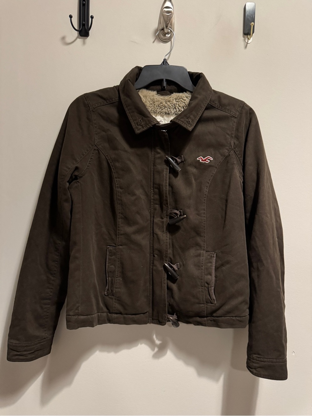 Hollister Brown Teddy-Lined Toggle Jacket